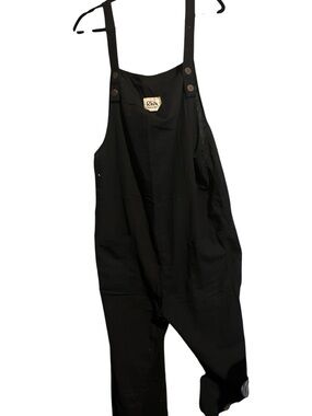 Rhea Black Women's Cotton Overalls with Adjustable Straps